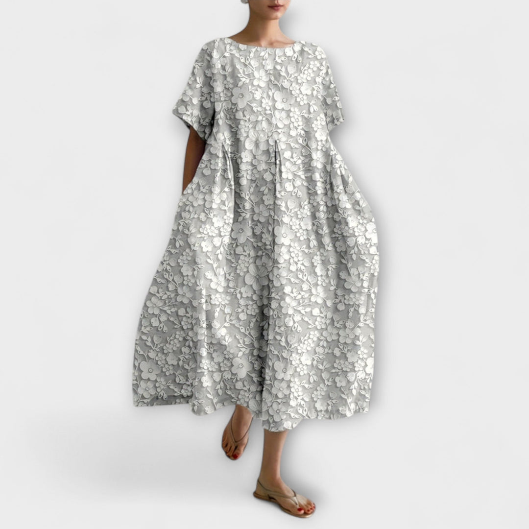 Ecru Floral Dress by Sara