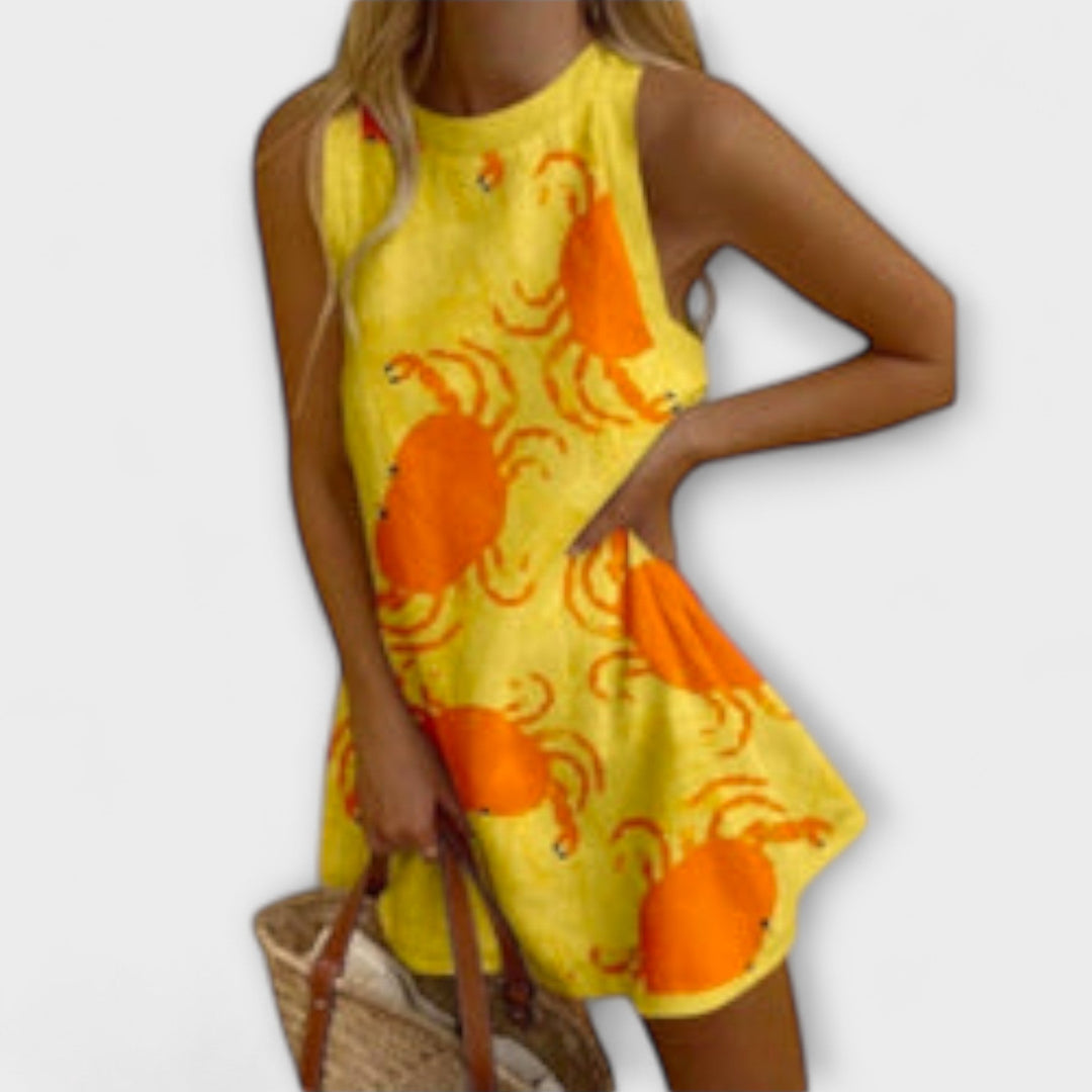 Orvienne - Elegant Crab Print Mini Dress