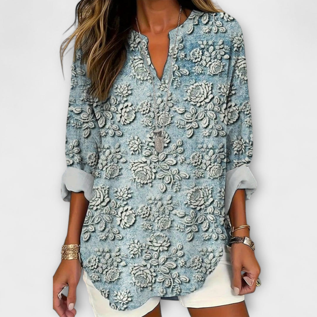 Alexa - Twilight Blossom Blue Blouse
