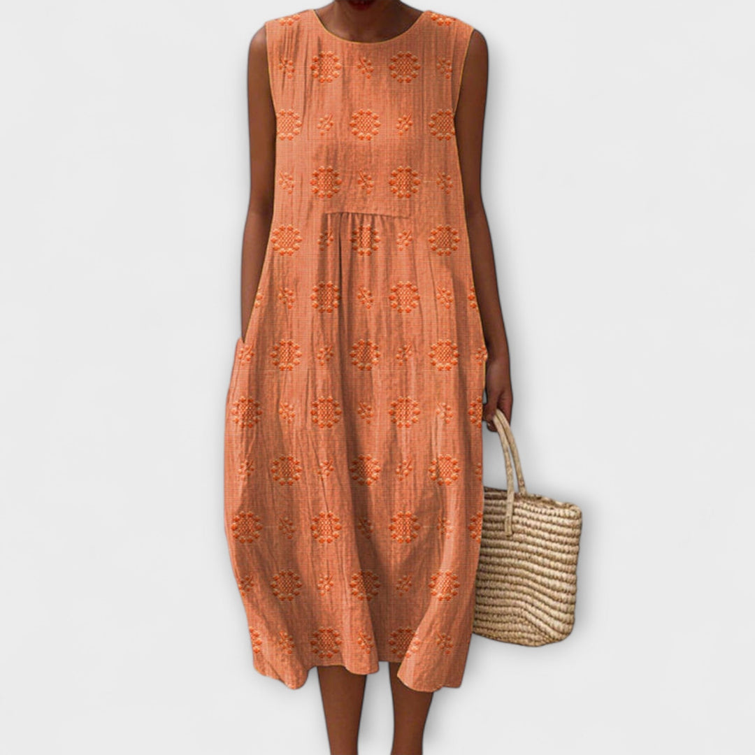 Soraya - Breezy Sleeveless Cotton Dress with Convenient Pockets
