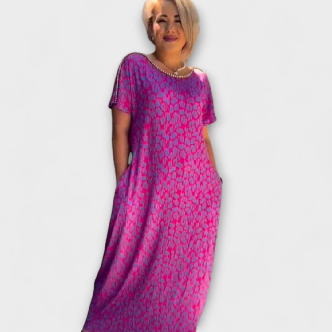 Raven - Chic Spring Maxi Dress with Pockets and Stylish Print