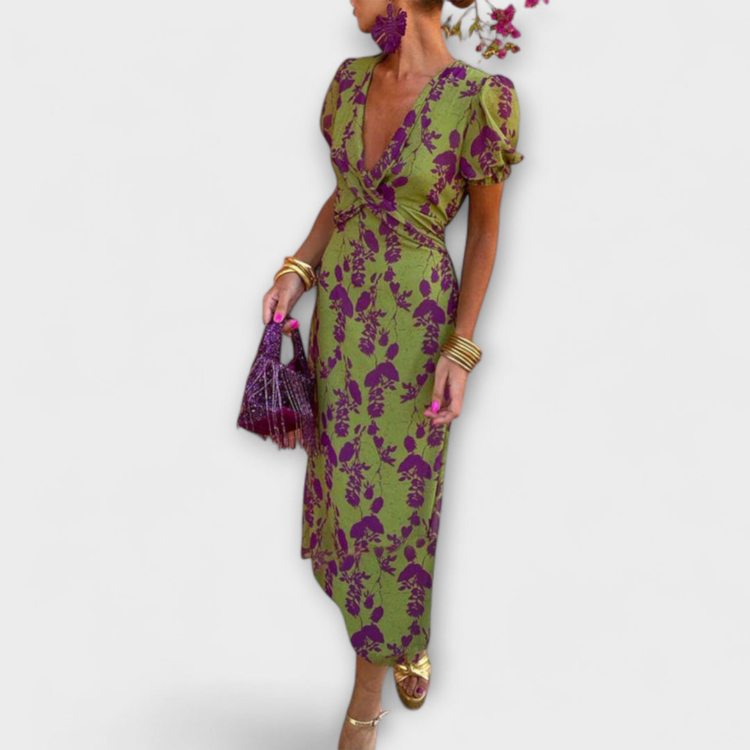 Della - Women's Bohemian Floral Print Pleated Dress