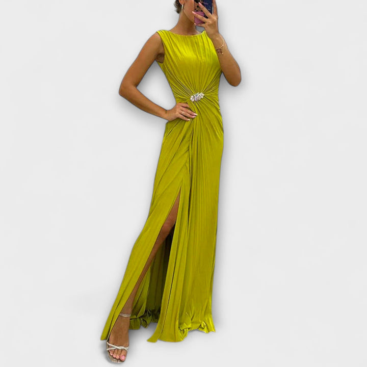 Kendra - Classic Figure-Enhancing Split Maxi Dress