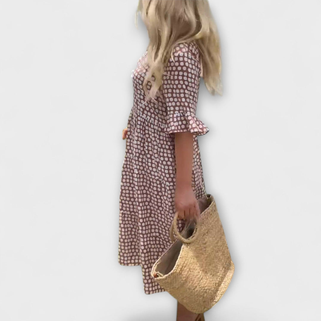 Stella - Midi Summer Dress with Polka Dot Print