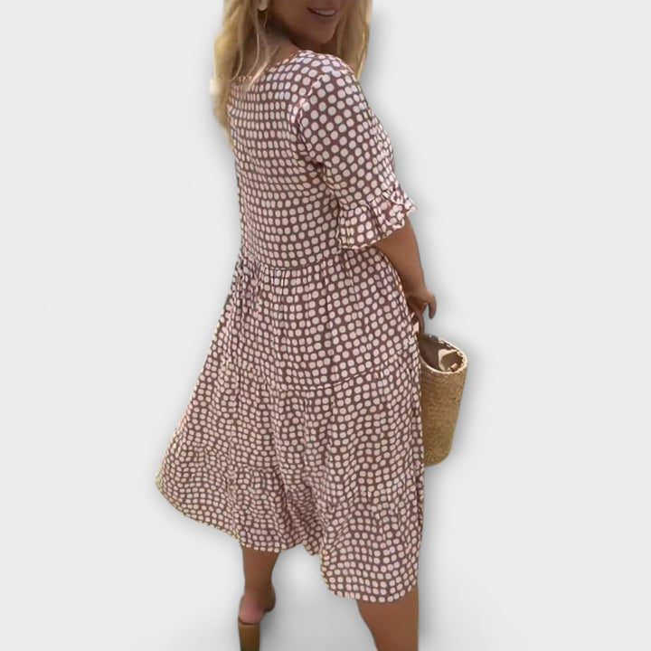Stella - Midi Summer Dress with Polka Dot Print