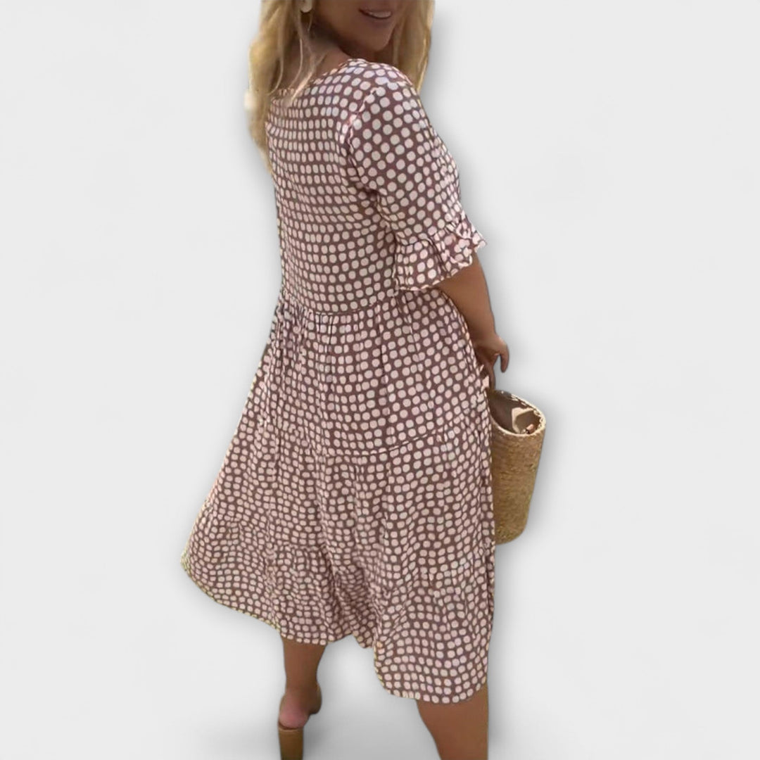 Rebecca - Stylish Midi Dress with Ruffle Sleeves