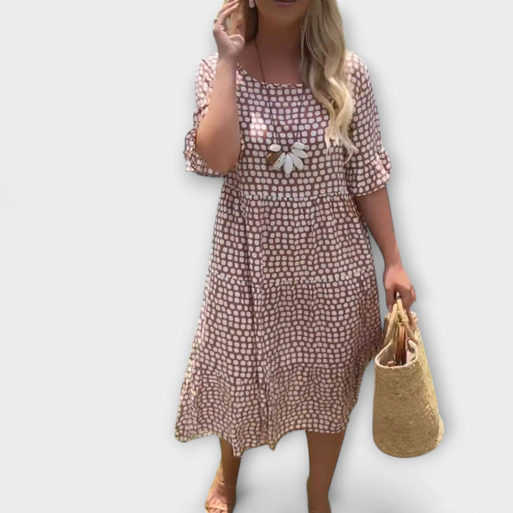 Stella - Midi Summer Dress with Polka Dot Print