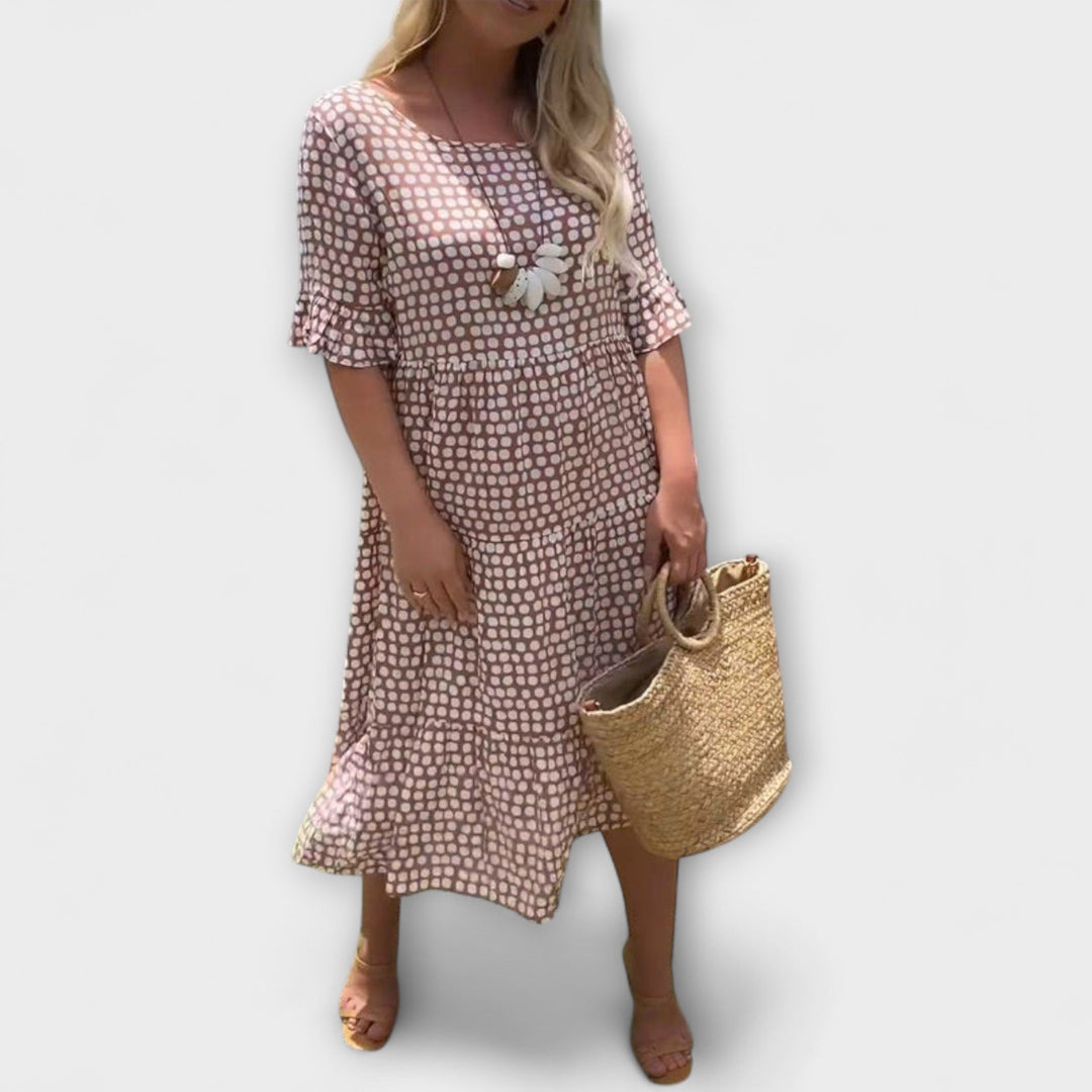 Stella - Midi Summer Dress with Polka Dot Print