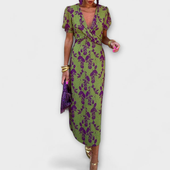 Della - Women's Bohemian Floral Print Pleated Dress