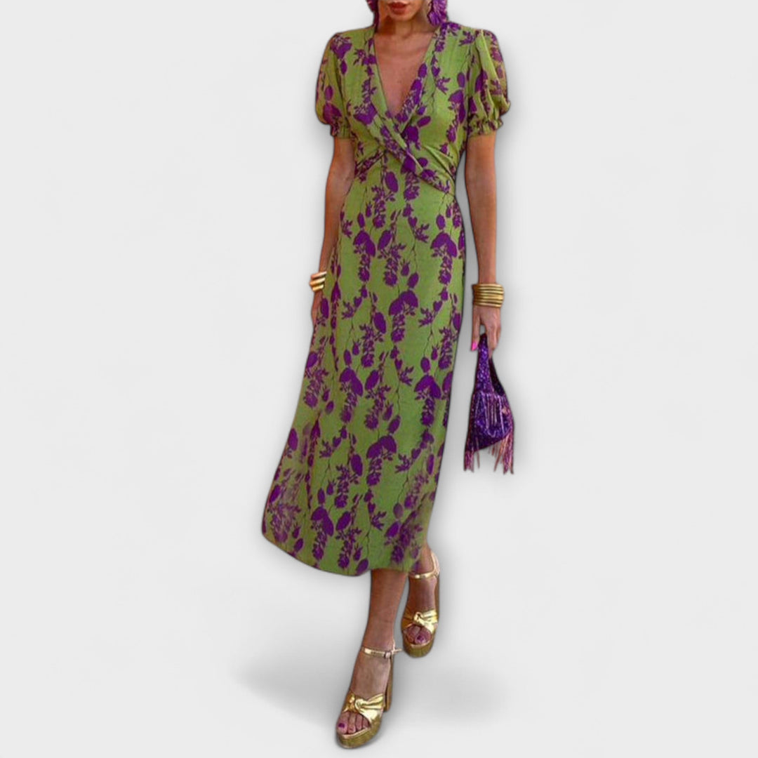 Della - Women's Bohemian Floral Print Pleated Dress