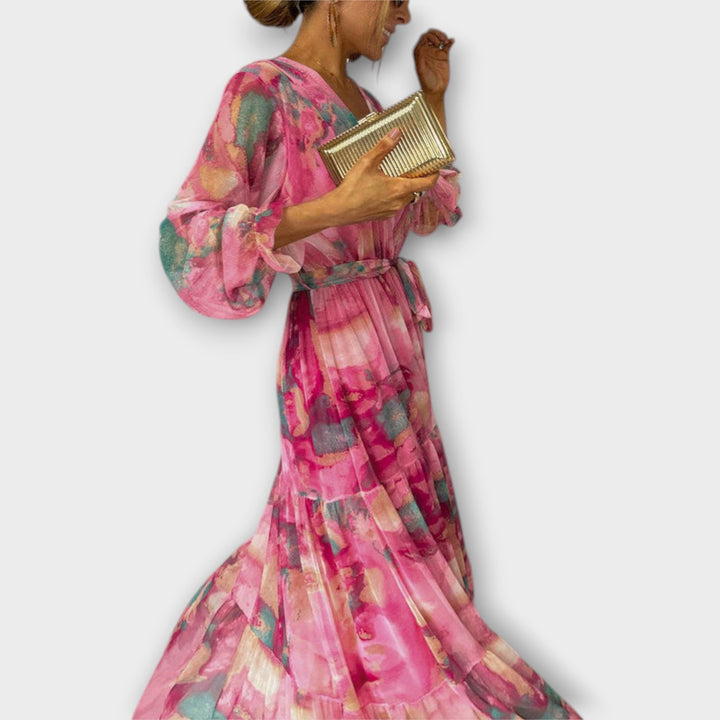 Felicity - Graceful Floral Maxi Dress with Swing Design