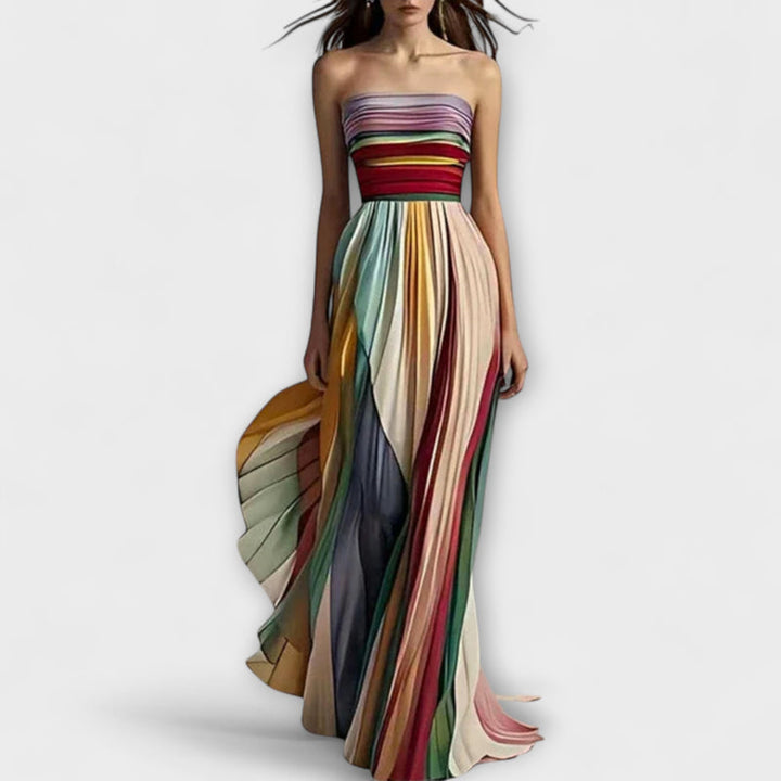 Dylan - Vibrant Striped Tube Top Maxi Dress