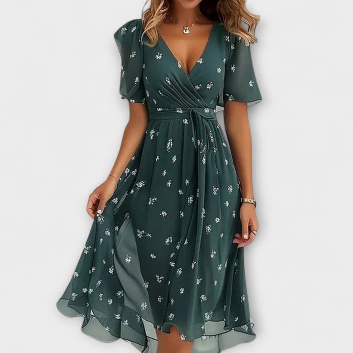 Rosalind - Relaxed Floral Deep V-Neck Dress