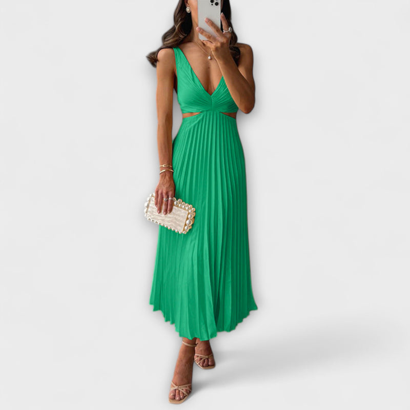 Rhiannon - Elegant High-Waisted V-Neck Maxi Dress