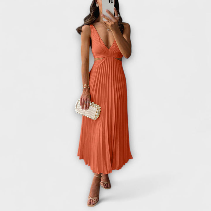 Rhiannon - Elegant High-Waisted V-Neck Maxi Dress