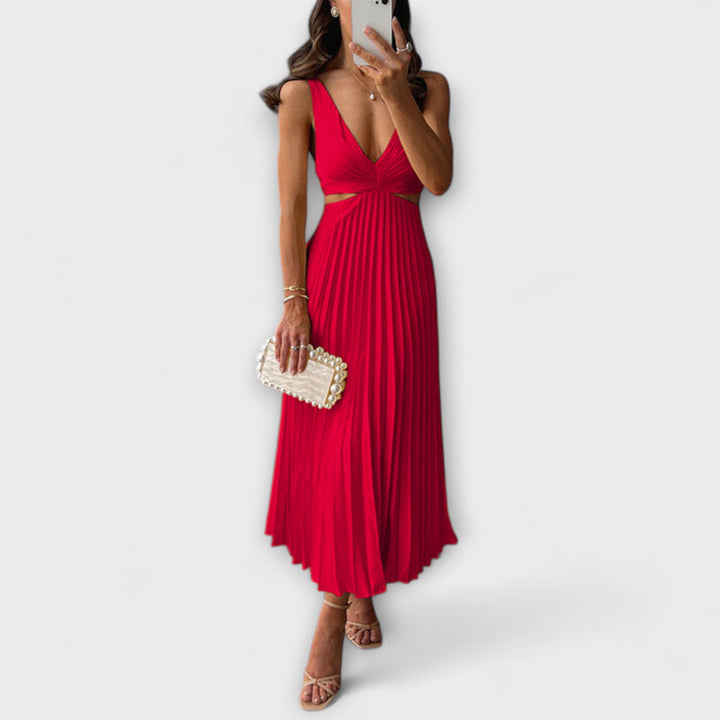 Rhiannon - Elegant High-Waisted V-Neck Maxi Dress