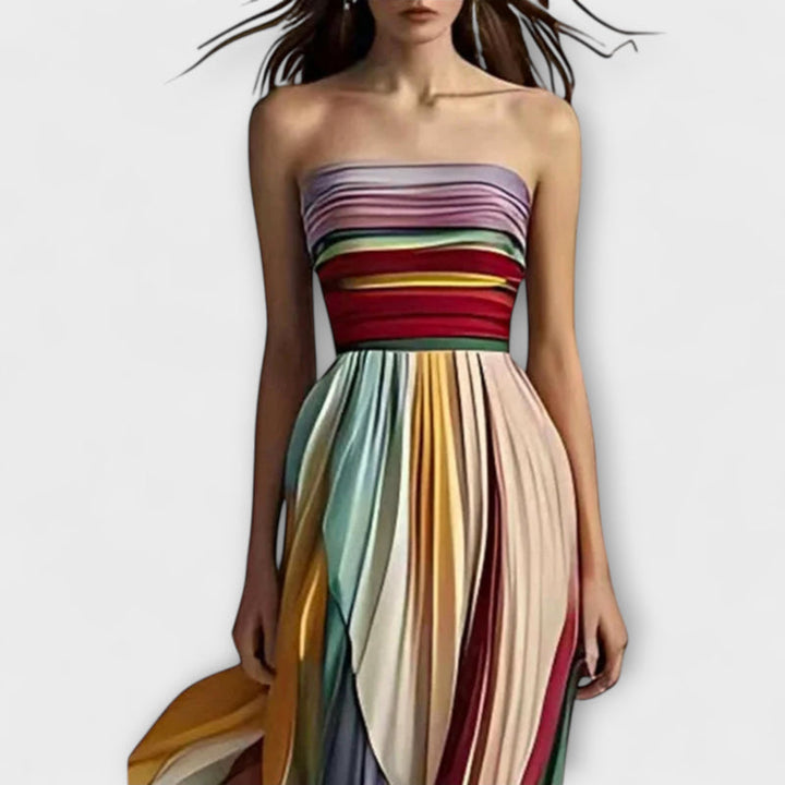 Dylan - Vibrant Striped Tube Top Maxi Dress