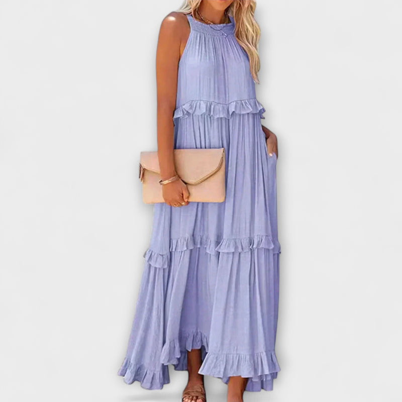 Delilah - Chic Halter Neck Dress with Ruffle Trim
