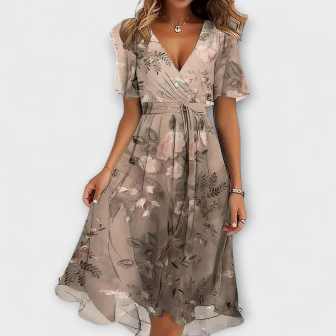 Rosalind - Relaxed Floral Deep V-Neck Dress
