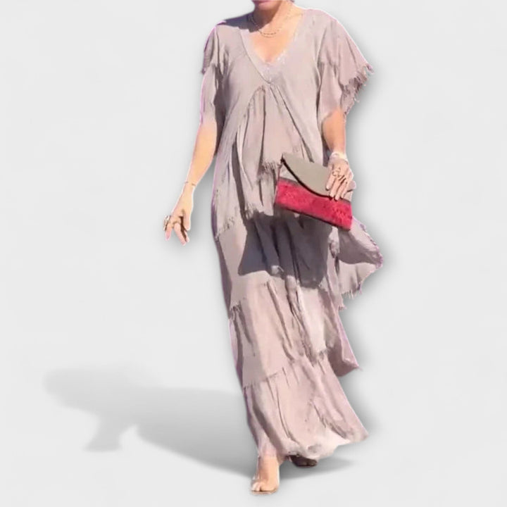 Blaise - V-Neck Maxi Dress with Ruffled Short Sleeves