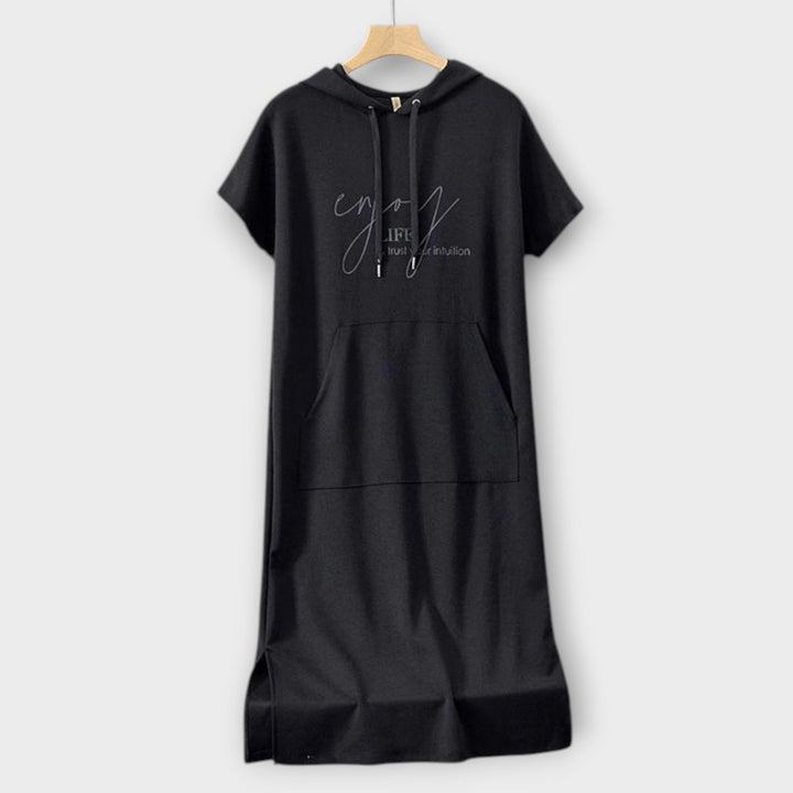 Parker - Hooded Pullover Dress with Casual Letter Print
