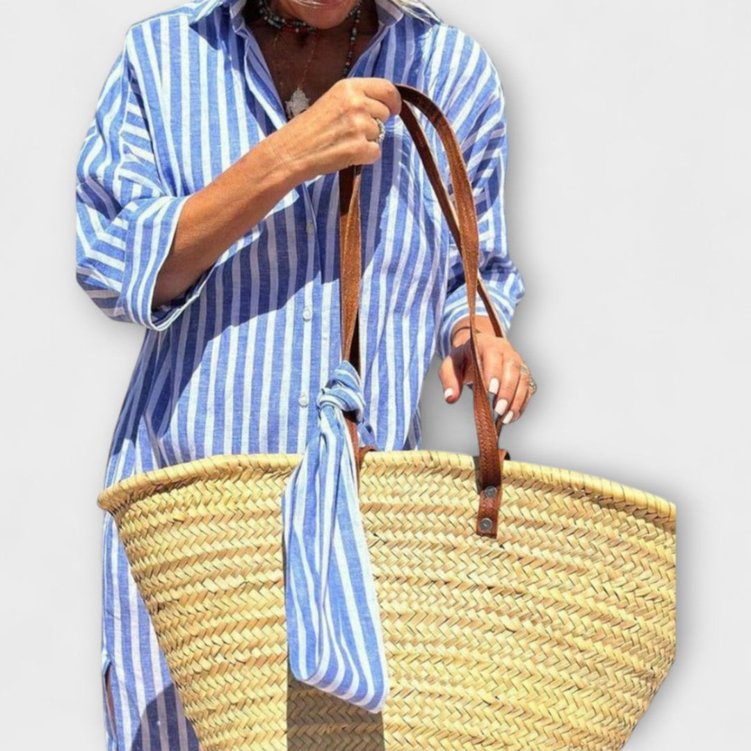 Elodie - Stylish Striped Button-Up Shirt Dress