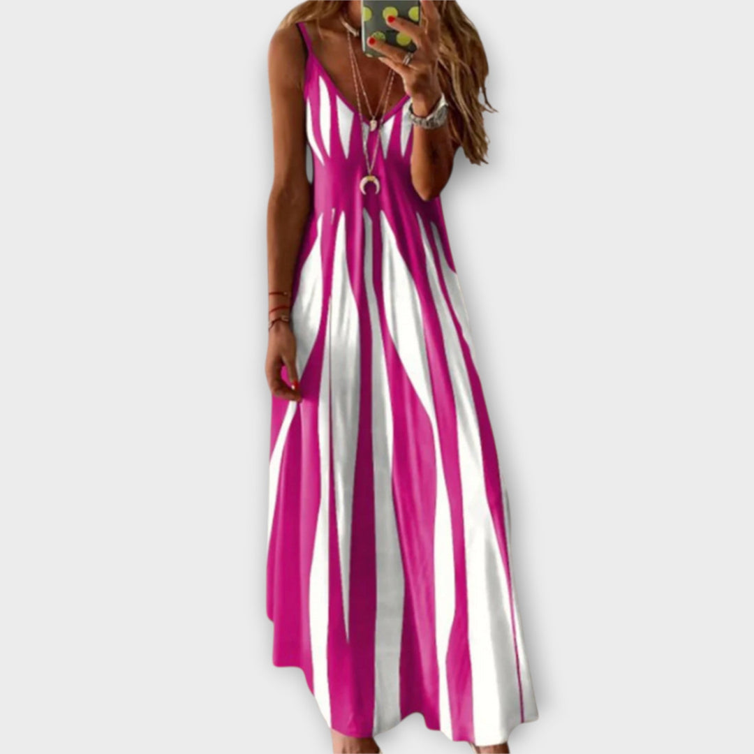 Ariella - Stylish Sleeveless Striped Maxi Dress