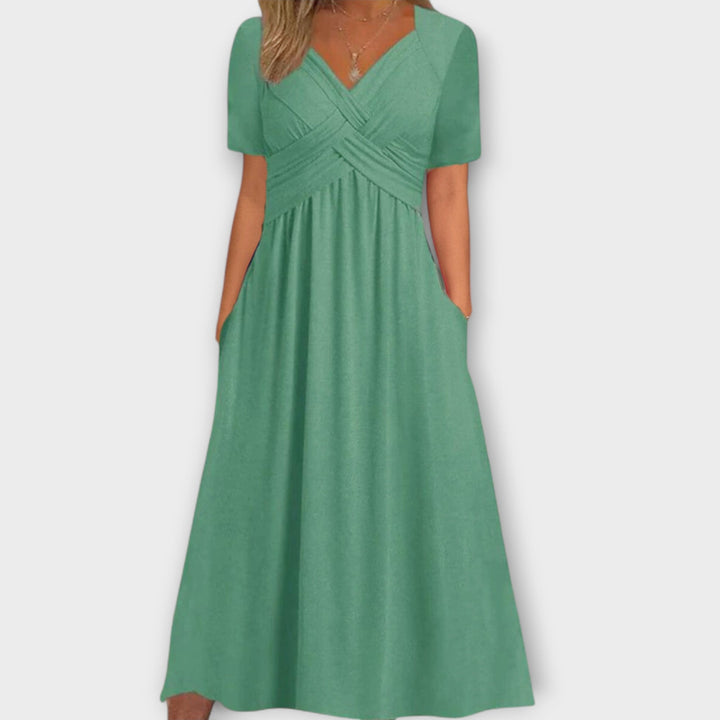 Cora - Women's Cozy V-Neck Dress with Pockets