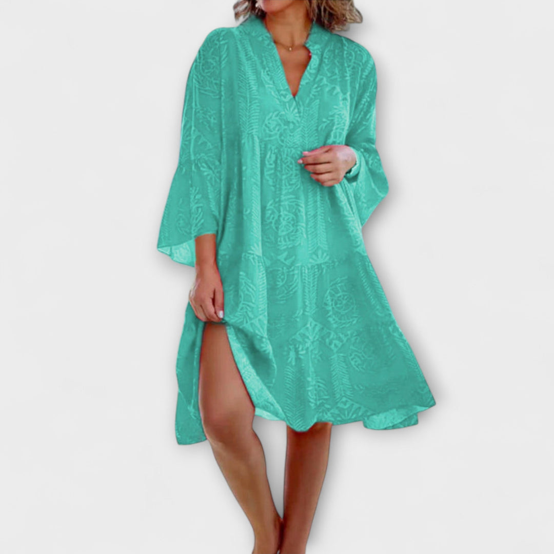 Oriana - Women's V-Neck Dress in Lightweight Fabric