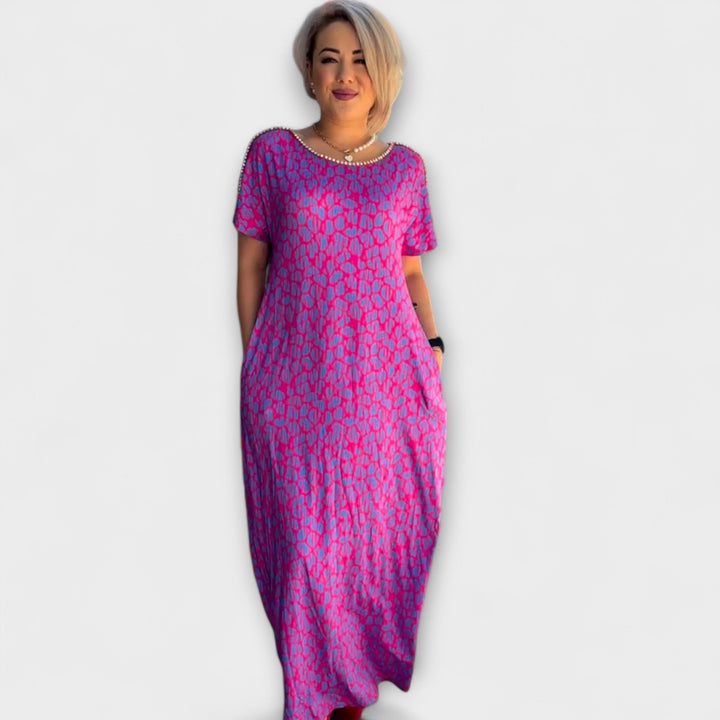 Raven - Chic Spring Maxi Dress with Pockets and Stylish Print