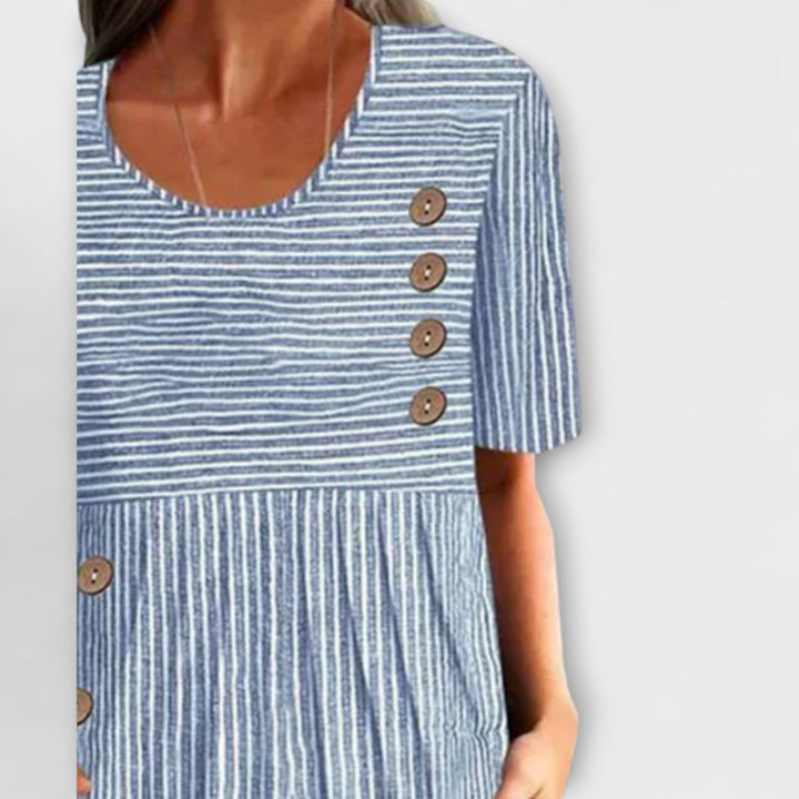 Finley - Timeless Striped Button-Up Midi Dress