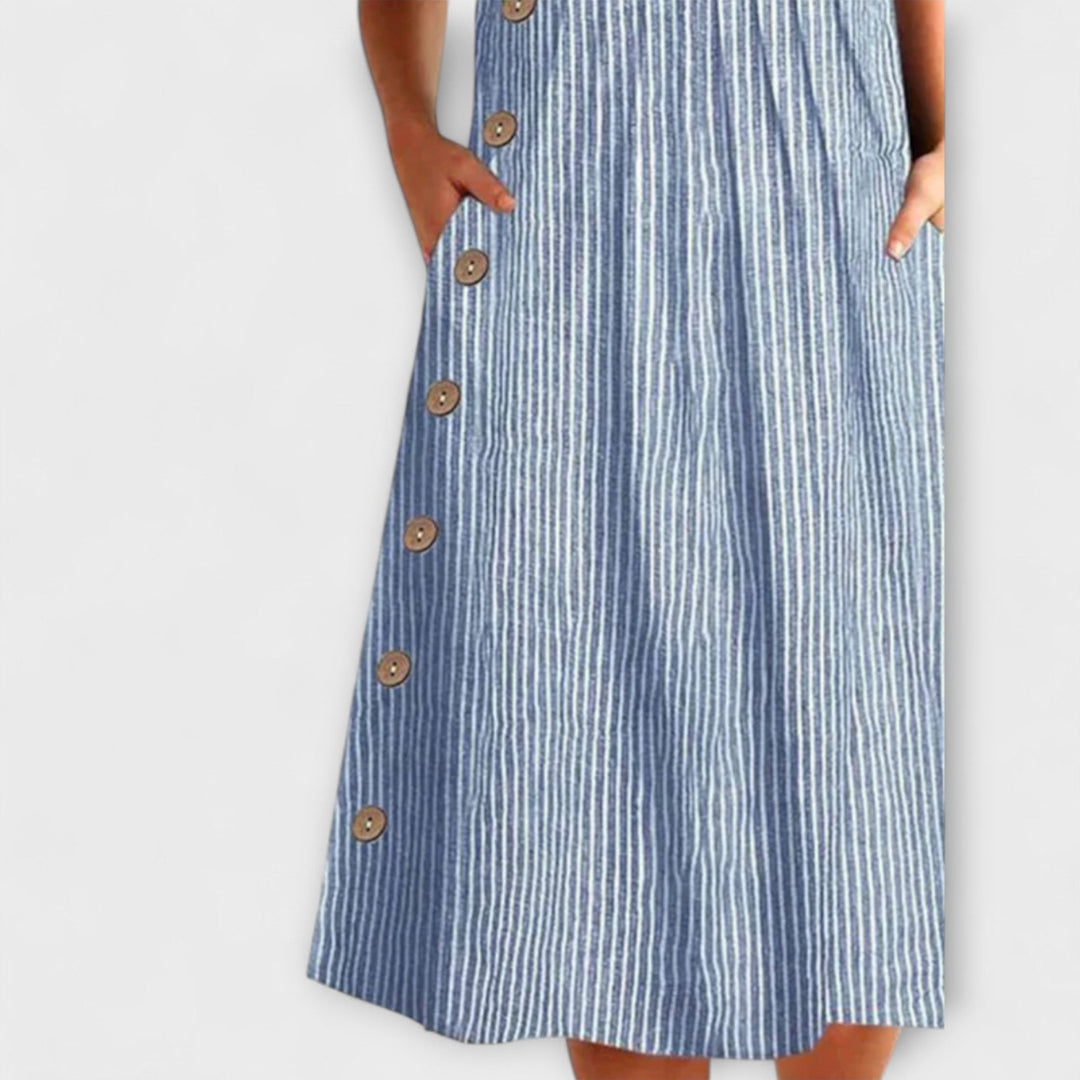 Finley - Timeless Striped Button-Up Midi Dress