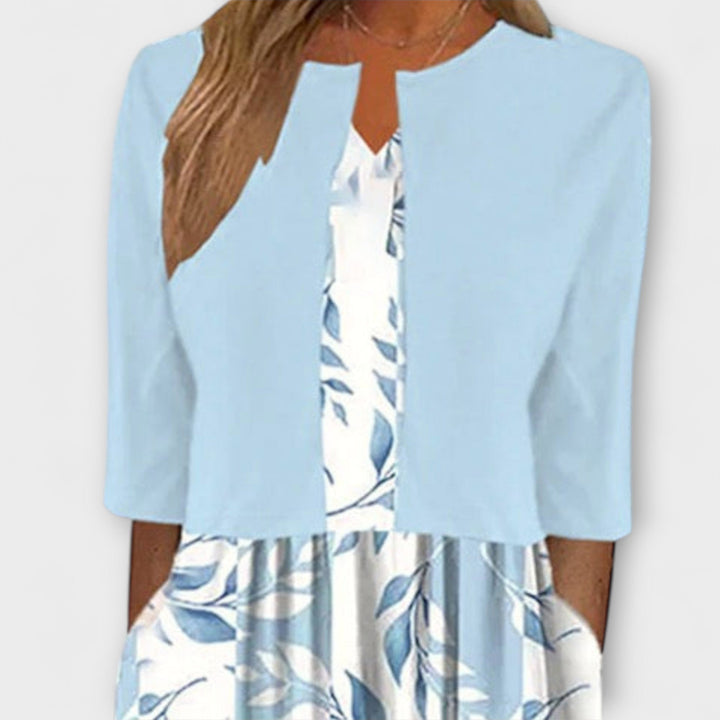Greer - Floral Midi Dress Set with Coordinating Jacket