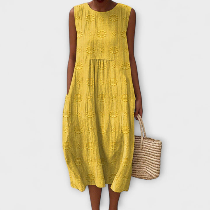Soraya - Breezy Sleeveless Cotton Dress with Convenient Pockets