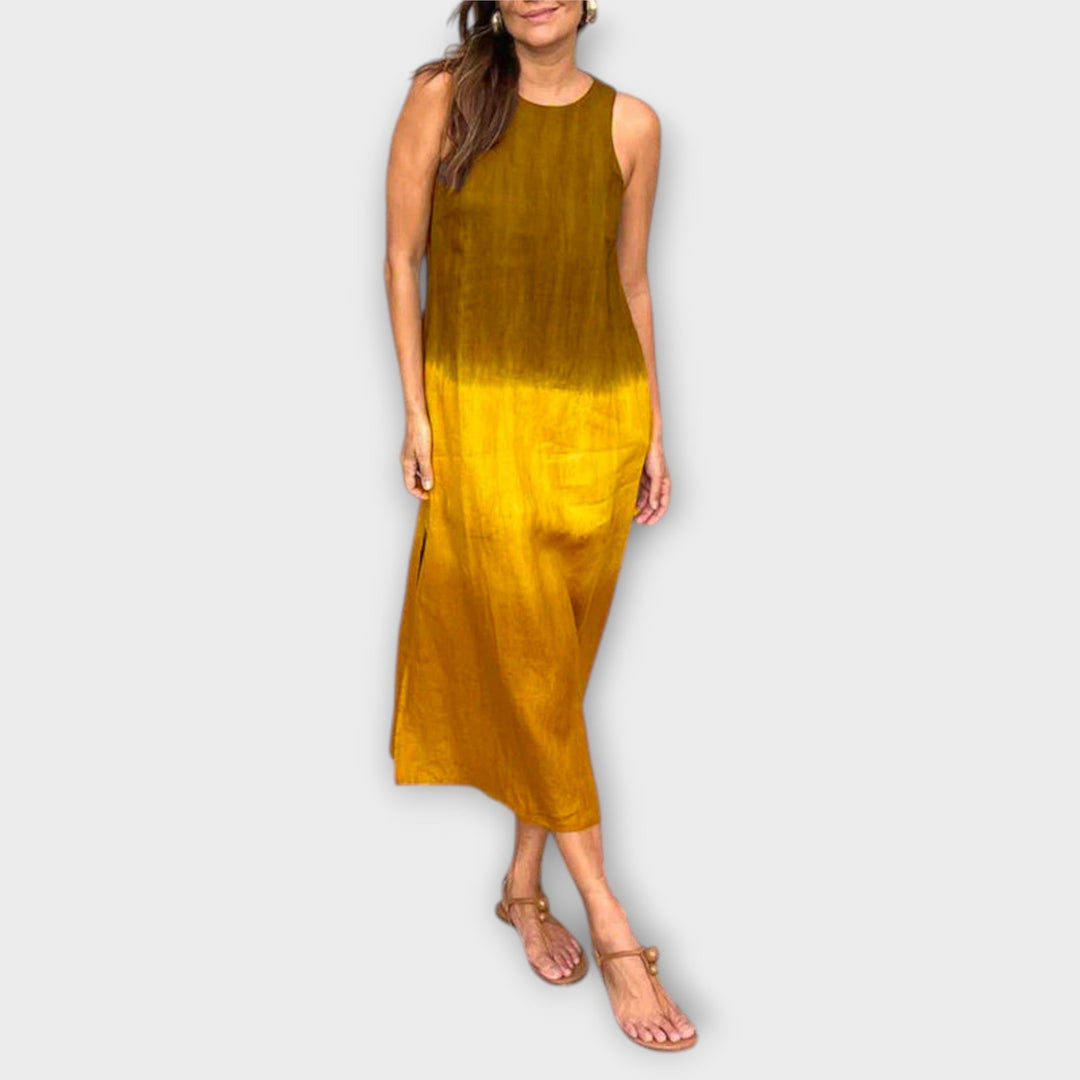 Briar - Relaxed Cotton Linen Long Dress with Side Slits