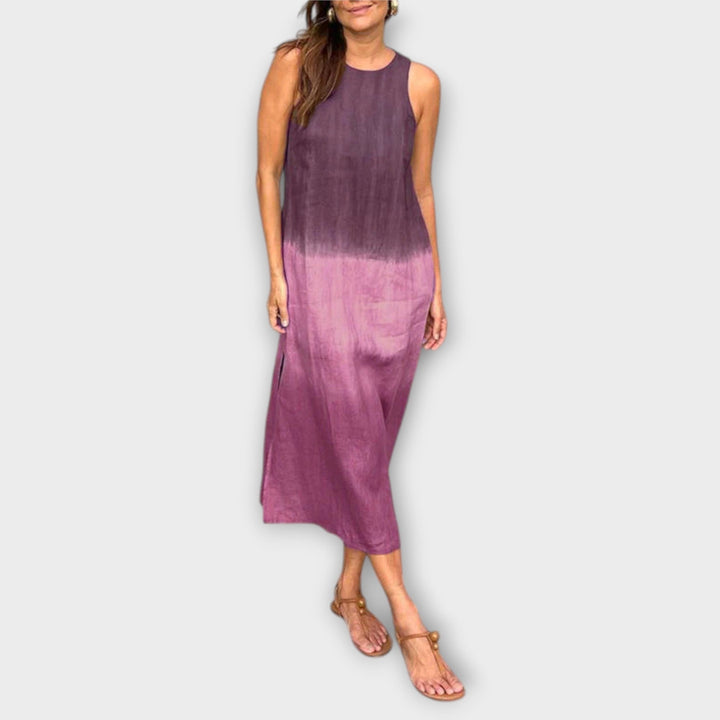 Briar - Relaxed Cotton Linen Long Dress with Side Slits