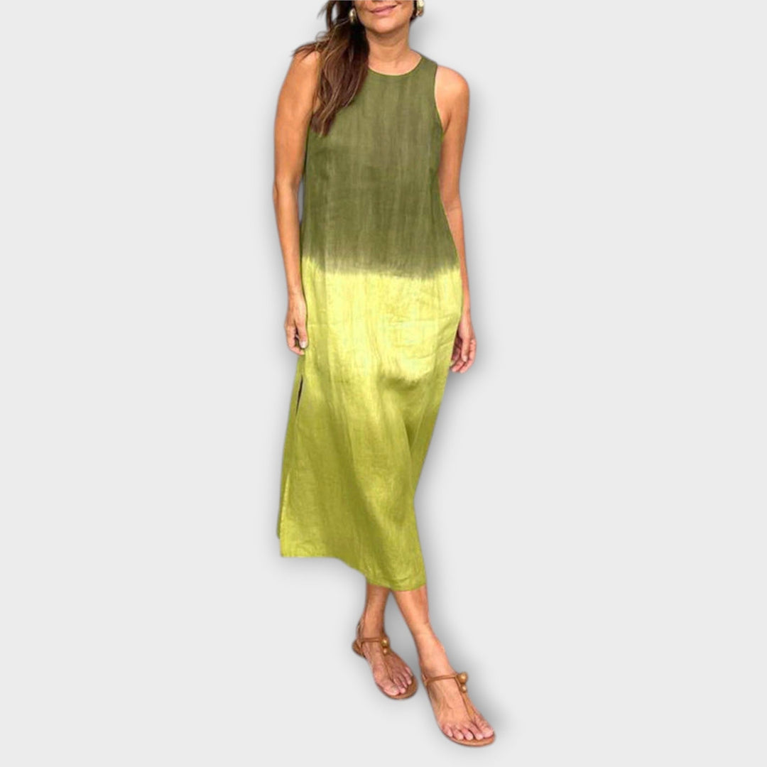 Briar - Relaxed Cotton Linen Long Dress with Side Slits