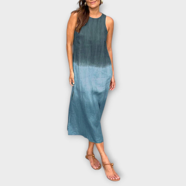 Briar - Relaxed Cotton Linen Long Dress with Side Slits