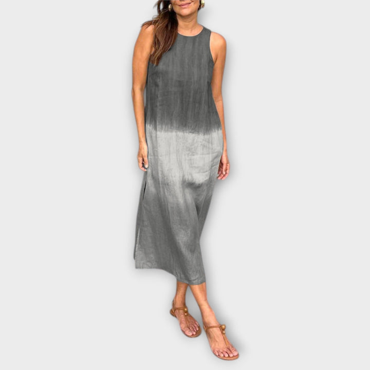 Briar - Relaxed Cotton Linen Long Dress with Side Slits