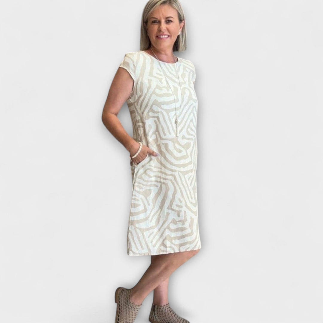 Nelia - Summer Dress with Round Neck and Beautiful Print