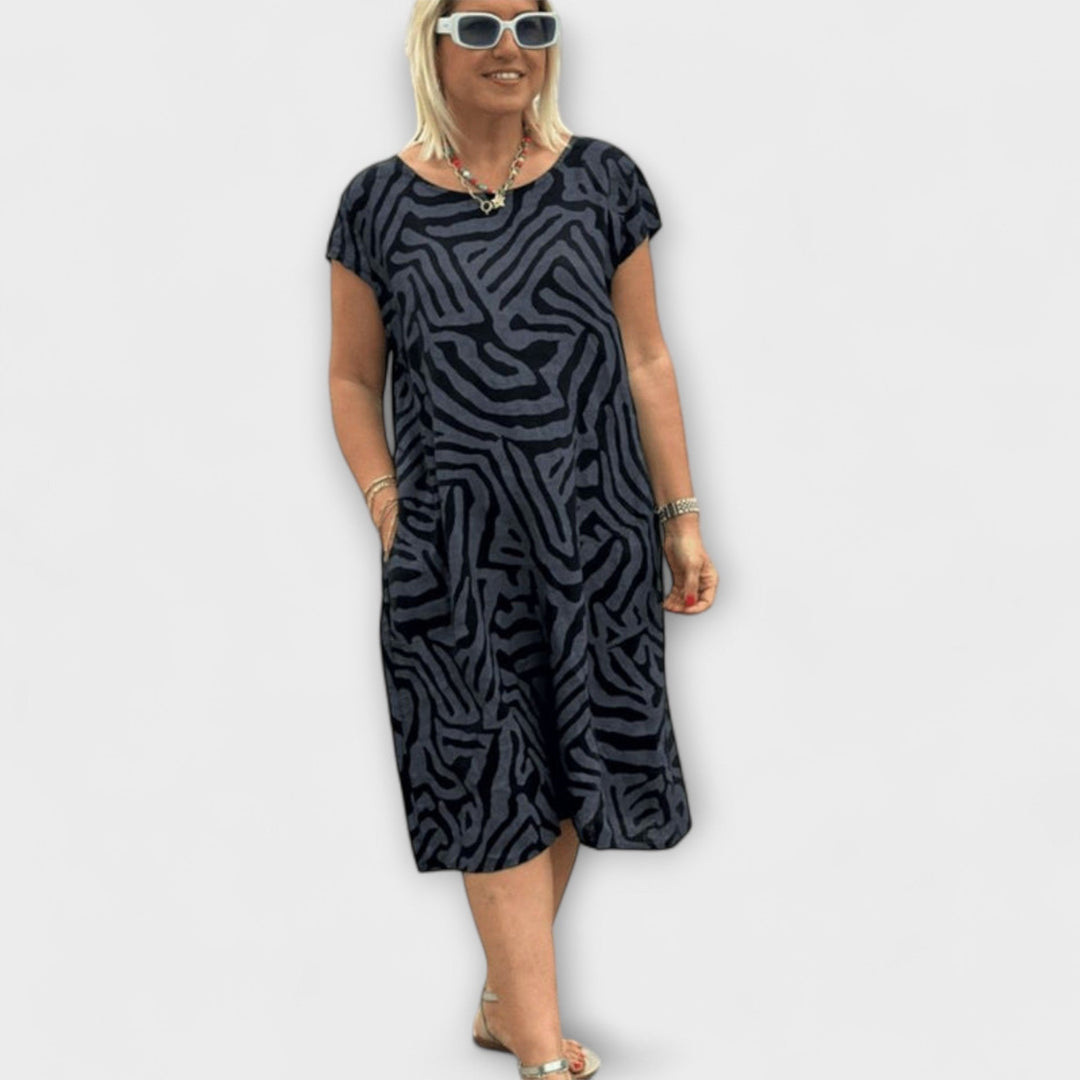 Nelia - Summer Dress with Round Neck and Beautiful Print