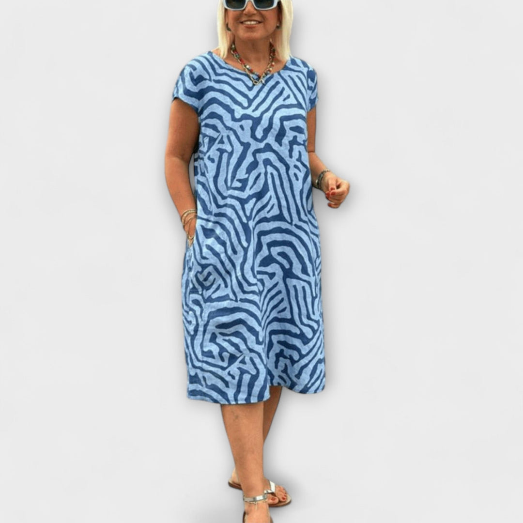 Nelia - Summer Dress with Round Neck and Beautiful Print