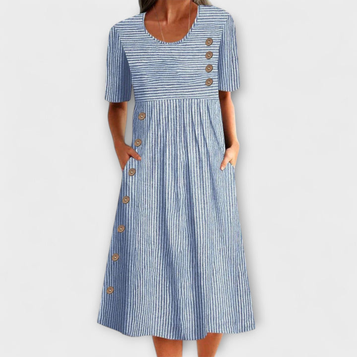 Finley - Timeless Striped Button-Up Midi Dress