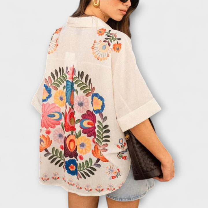 Ziva - Carla Short-Sleeve Shirt with Floral Pattern