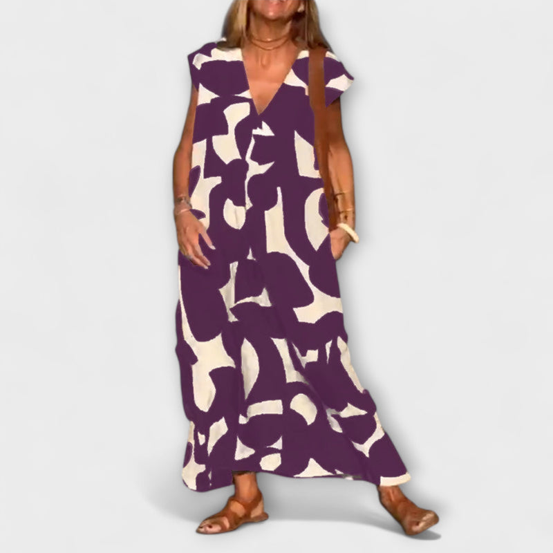 Elowen - Sleeveless Dress with Unique Geometric Print