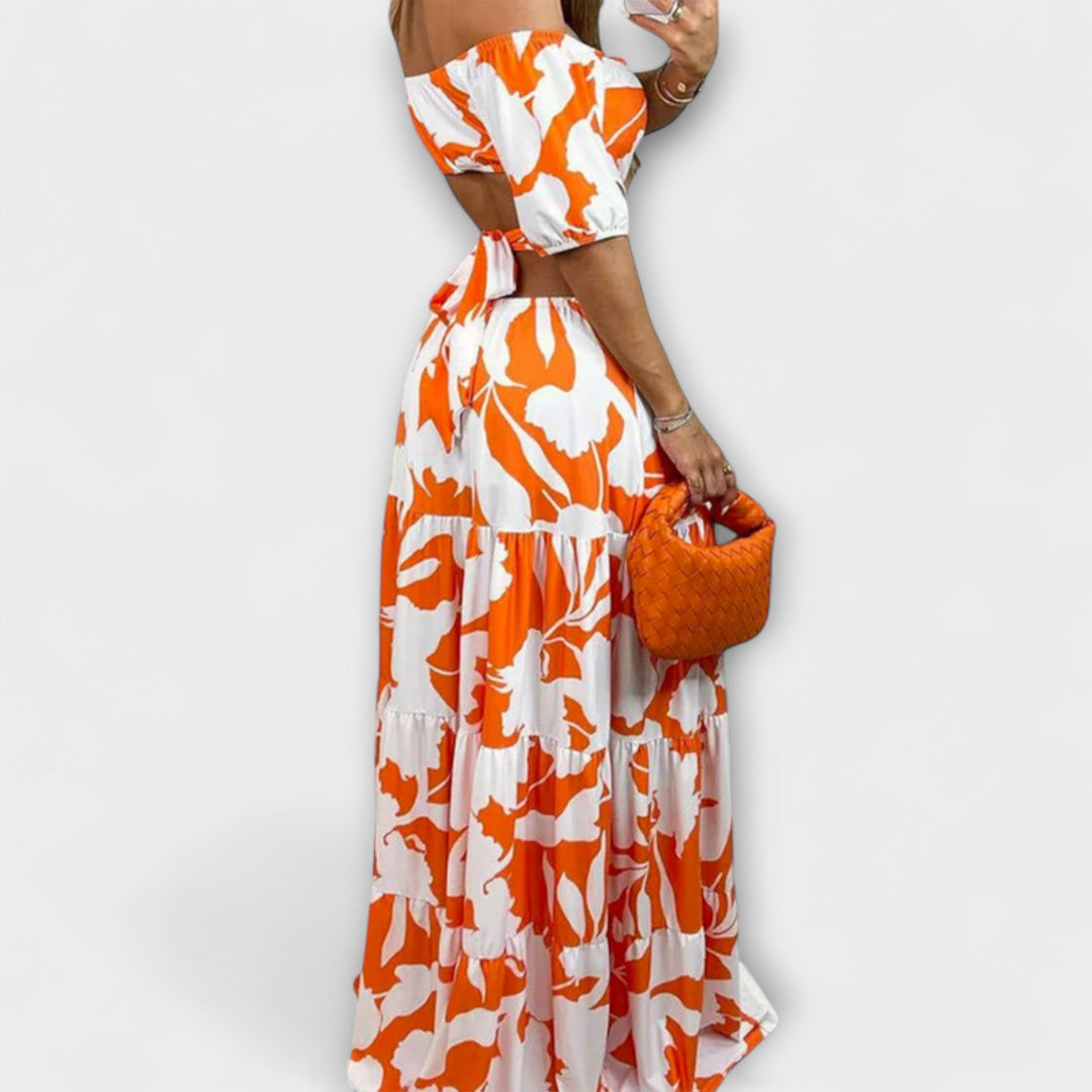 Arden - Chic Midi Dress with Unique Irregular Grain Cut-Out Design