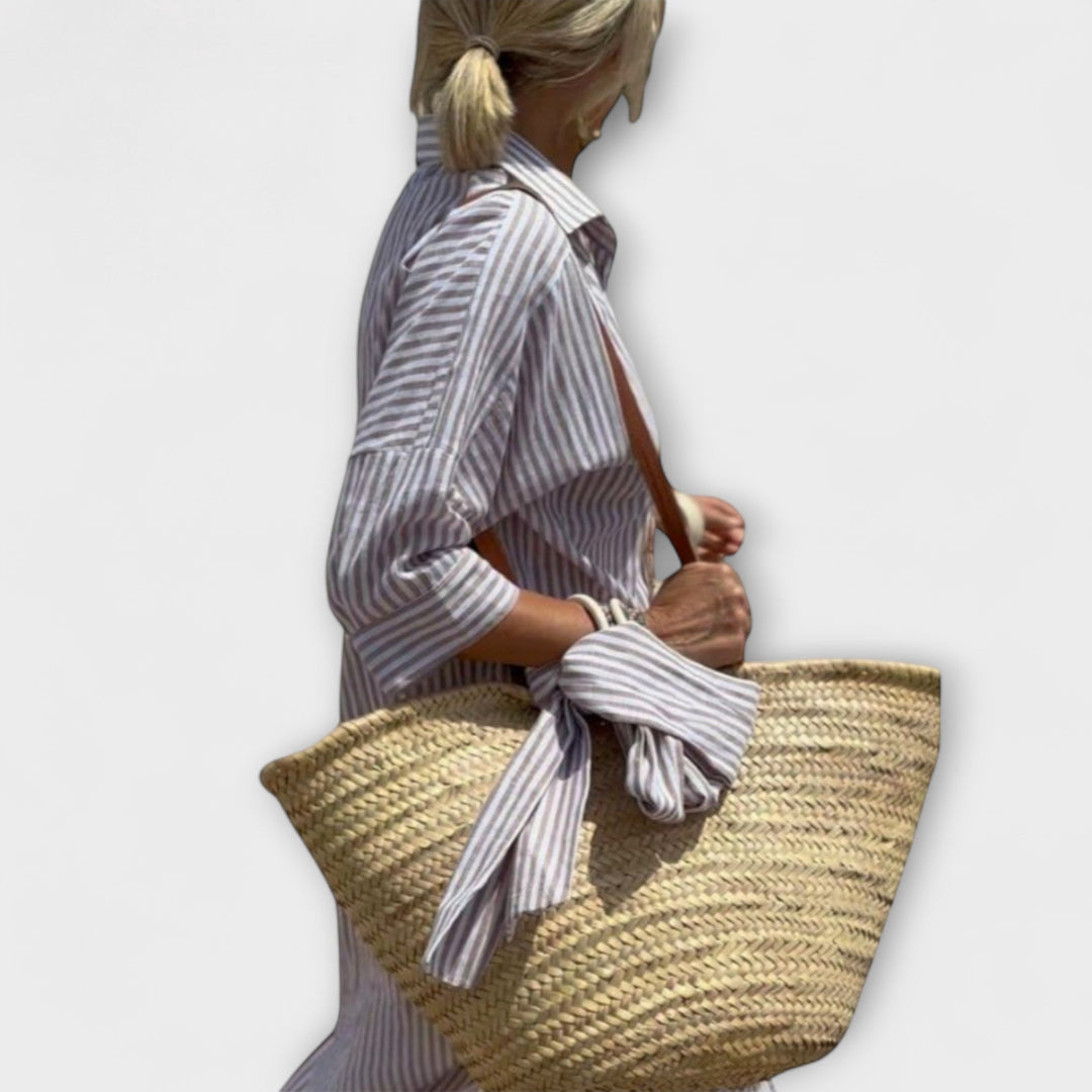 Elodie - Stylish Striped Button-Up Shirt Dress