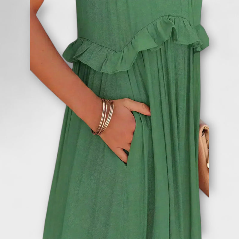 Delilah - Chic Halter Neck Dress with Ruffle Trim