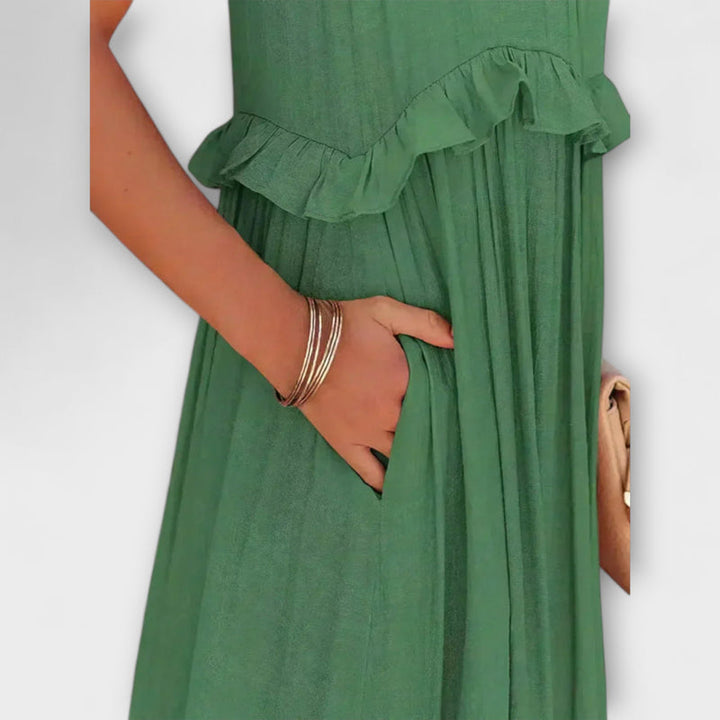 Delilah - Chic Halter Neck Dress with Ruffle Trim