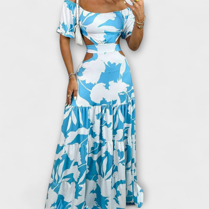 Arden - Chic Midi Dress with Unique Irregular Grain Cut-Out Design